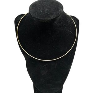 14K Solid Yellow Gold Twisted Rope Omega Chain Necklace 16 Inch 585 Italy Collar